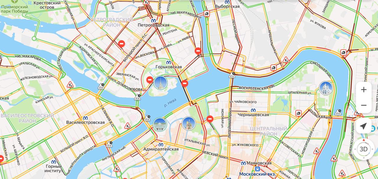 Петербург сковали внезапные 8-балльные пробки 27 июня